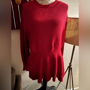 Alice Blue Vibrant Red Cowl Neck Sweater